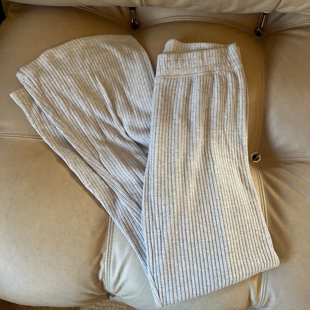 Z Supply Ribbed Wide Leg Pants in Light Beige
